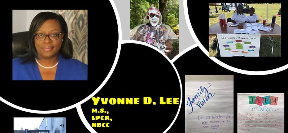 Collage of Yvonne Lee and community work